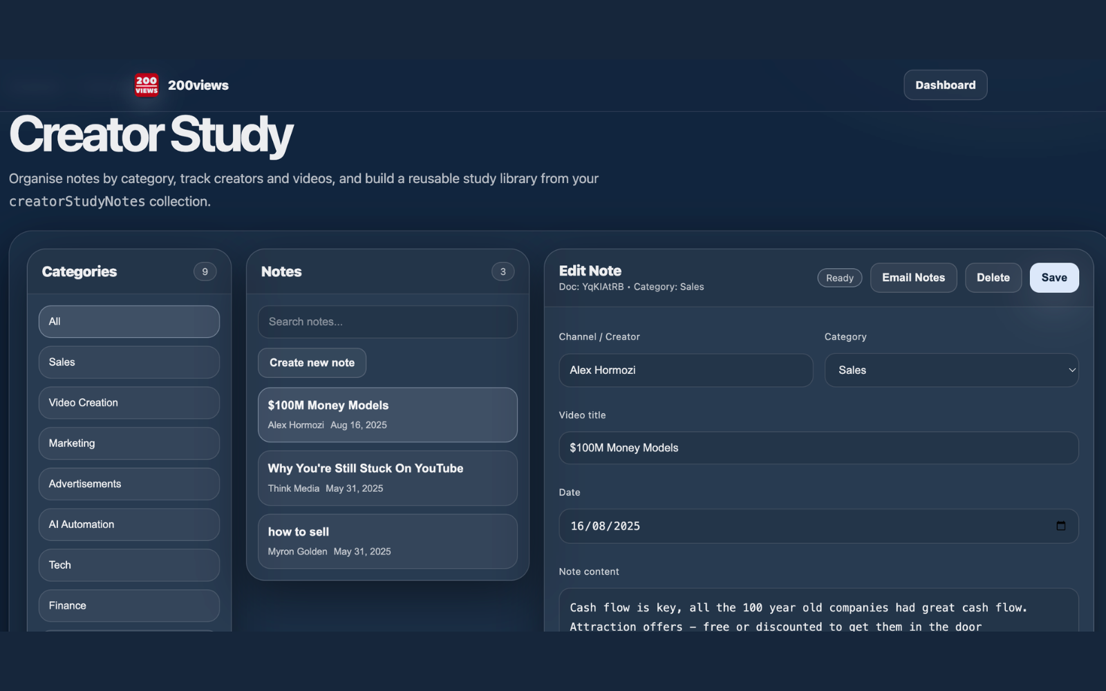 200views creator study view